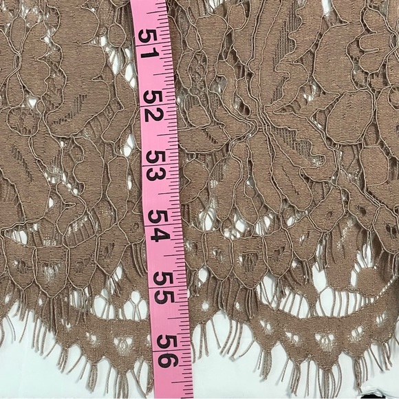 Isaac Mizrahi dress 1X sleeveless lined lace dress in mocha side zip eyelash hem - Picture 9 of 16